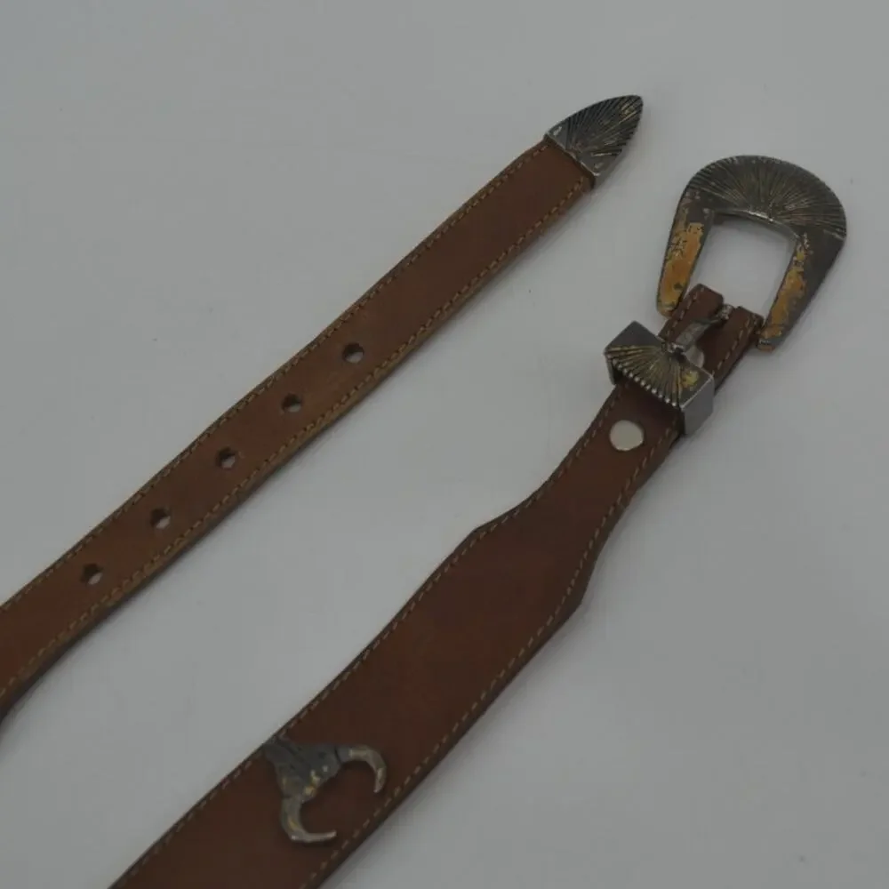 Vintage Silver Creek Southwestern Concho Brown Leather Sz 30